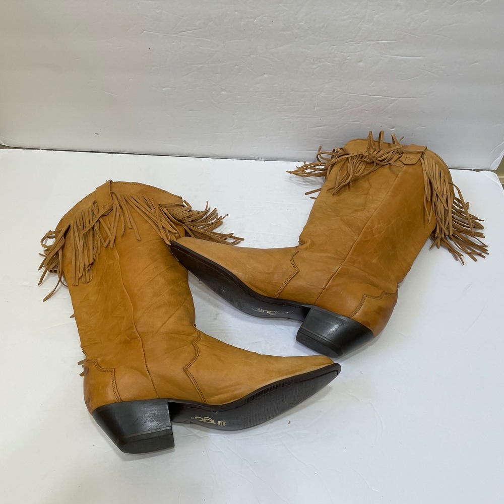 VINTAGE‎ DINGO FRINGE WESTERN BOOTS IN BUTTERY SOFT LEATHER - Picture 5 of 6